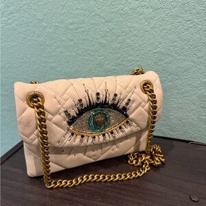 Kurt Geiger Cream Quilted Bag with Gold Chain